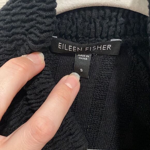 Eileen Fisher Black Silk Blend Sheen Jacquard Jacket Size Small - Picture 3 of 6